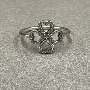Pandora Silver Heart Clover Ring